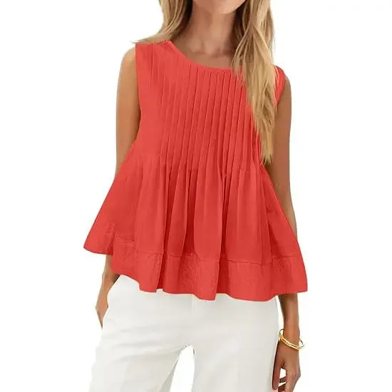 ⚡FINAL SALE⚡ Women's Pleated Babydoll Tank Tops Summer Peplum