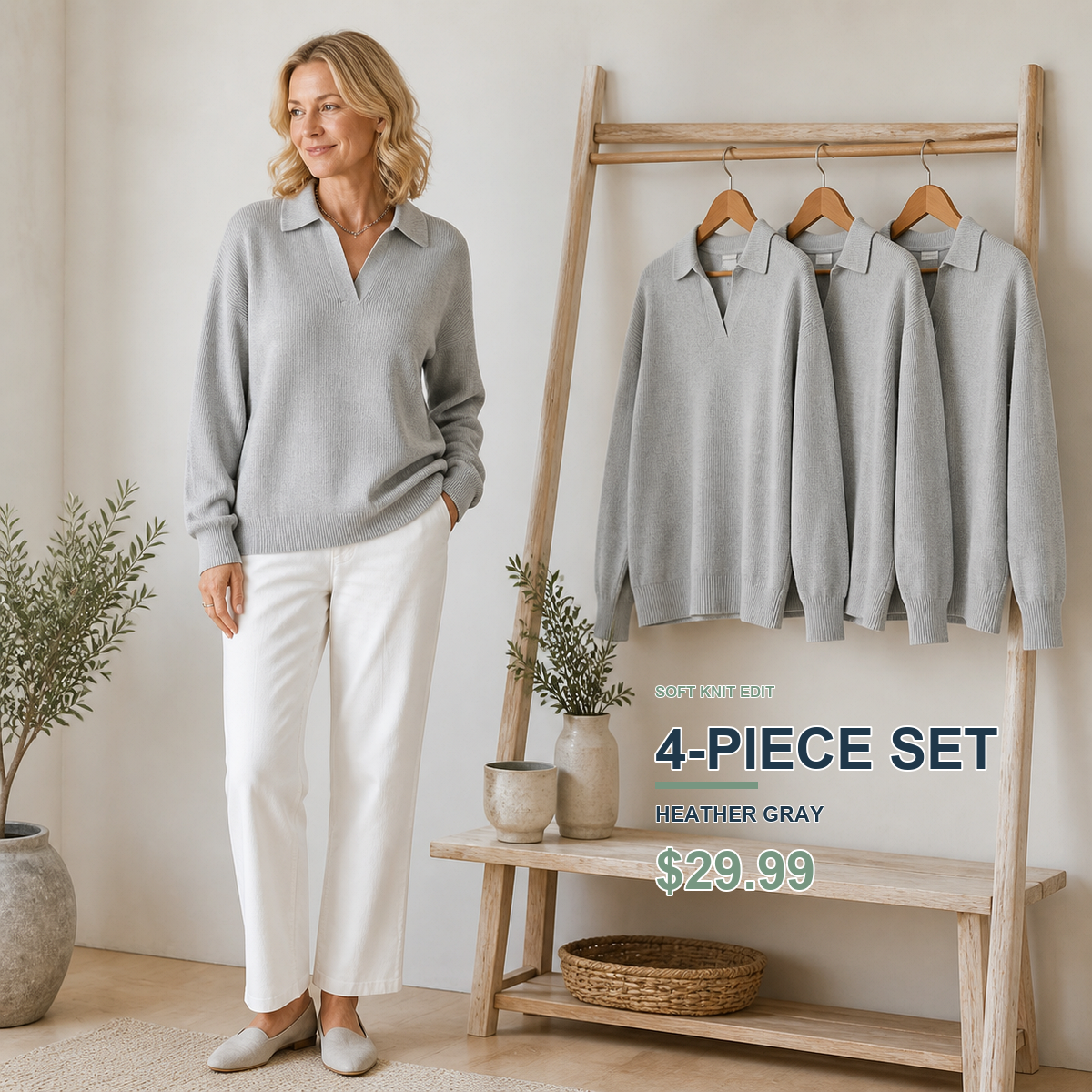 Limited-Time Knit Edit | Women's Relaxed Open-Neck Polo Knit Sweater