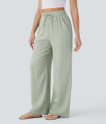 ⏰Clearance Sale⚡16 Pack only $38⚡High Waisted Drawstring Pocket Wide Leg Casual Linen-Feel Pants16 Pack for $38⚡High Waisted Drawstring Pocket Wide Leg Casual Linen-Feel Pants