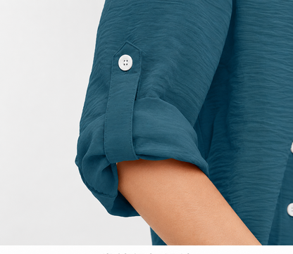 Limited Deal 8-Pack Women's Crinkled Roll-Tab Button Front Blouses
