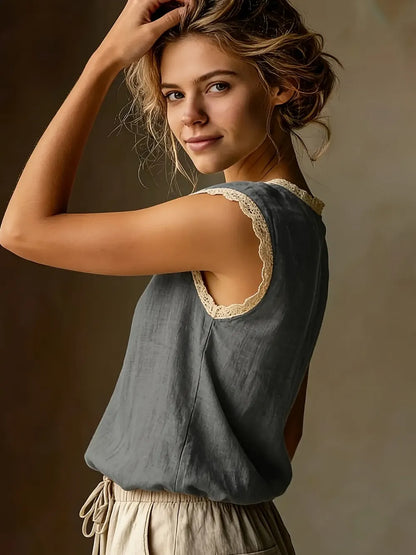 ❤️Women's Vintage Linen Short Sleeve Top
