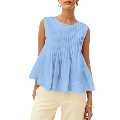 ⚡FINAL SALE⚡ Women's Pleated Babydoll Tank Tops Summer Peplum