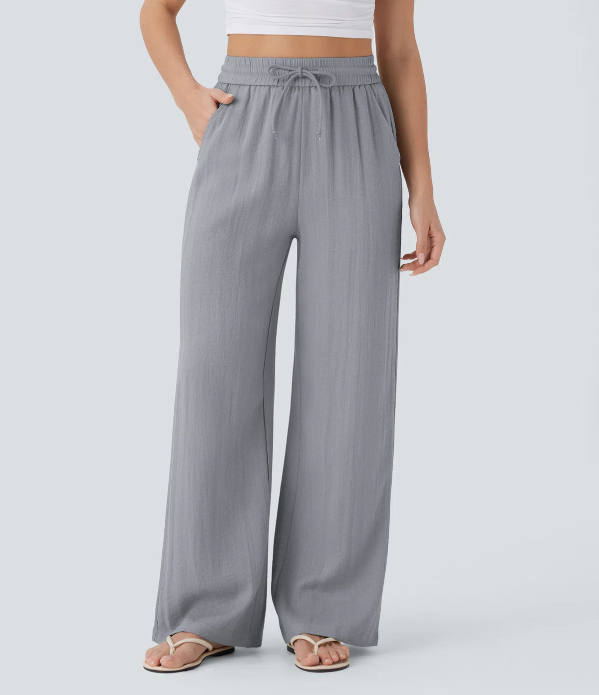 ⏰Clearance Sale⚡16 Pack only $38⚡High Waisted Drawstring Pocket Wide Leg Casual Linen-Feel Pants16 Pack for $38⚡High Waisted Drawstring Pocket Wide Leg Casual Linen-Feel Pants