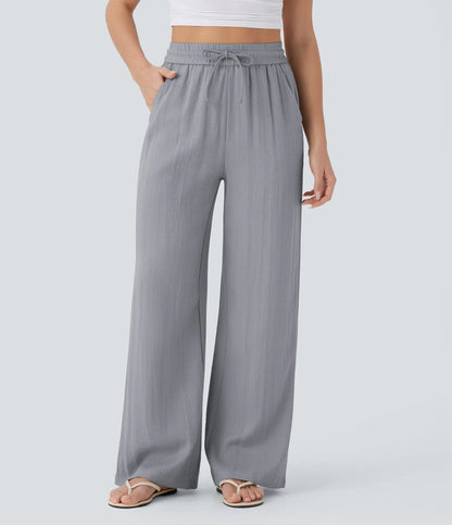 ⏰Clearance Sale⚡16 Pack only $38⚡High Waisted Drawstring Pocket Wide Leg Casual Linen-Feel Pants16 Pack for $38⚡High Waisted Drawstring Pocket Wide Leg Casual Linen-Feel Pants