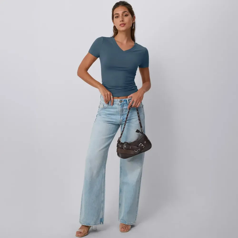 8 Pack Women’s Deep V-Neck Backless Y2K Slim Tops