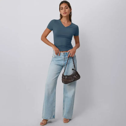 8 Pack Women’s Deep V-Neck Backless Y2K Slim Tops