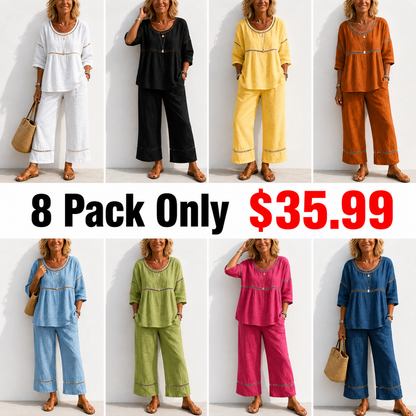 New Arrivals🔥 Women's Vintage Casual Loose-Fit Linen Two-Piece Set