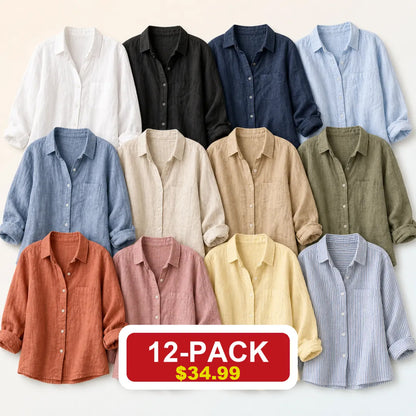 ⏰Clearance Sale⚡24-Pack Only $49.99⚡Women's Lightweight & Breathable Linen Shirt (Short-Sleeve / Long-Sleeve)