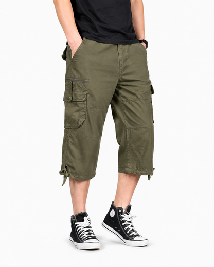 Limited Deal 8-Pack Men's Cropped Cargo Capri Pants, Utility Pocket Drawstring Hem Bundle