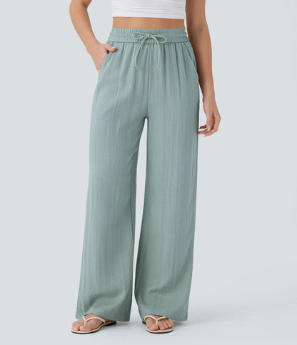 ⏰Clearance Sale⚡16 Pack only $38⚡High Waisted Drawstring Pocket Wide Leg Casual Linen-Feel Pants16 Pack for $38⚡High Waisted Drawstring Pocket Wide Leg Casual Linen-Feel Pants