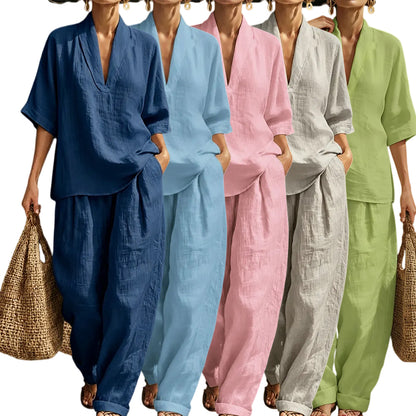 Casual And Cozy Minimalist Linen Two-piece Set⏰Warehouse Clearance⚡10-Pack Only $34.99⚡