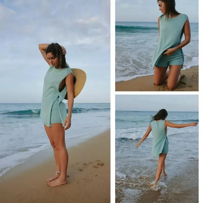 Sleeveless Sweater & Shorts Set for Women