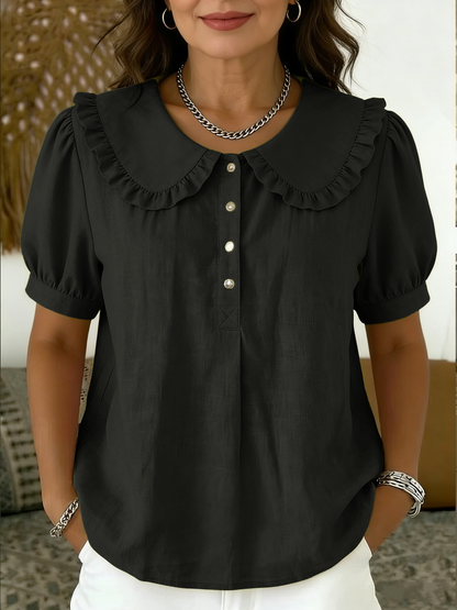 Clearance Sale🔥 Casual Peter Pan collar cotton-linen blend polo shirt
