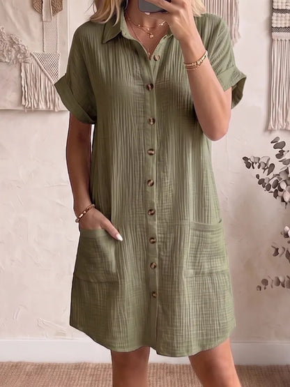 NEW ARRIVALS🔥 Women's Cozy Lapel Button-front Cotton-linen Dress