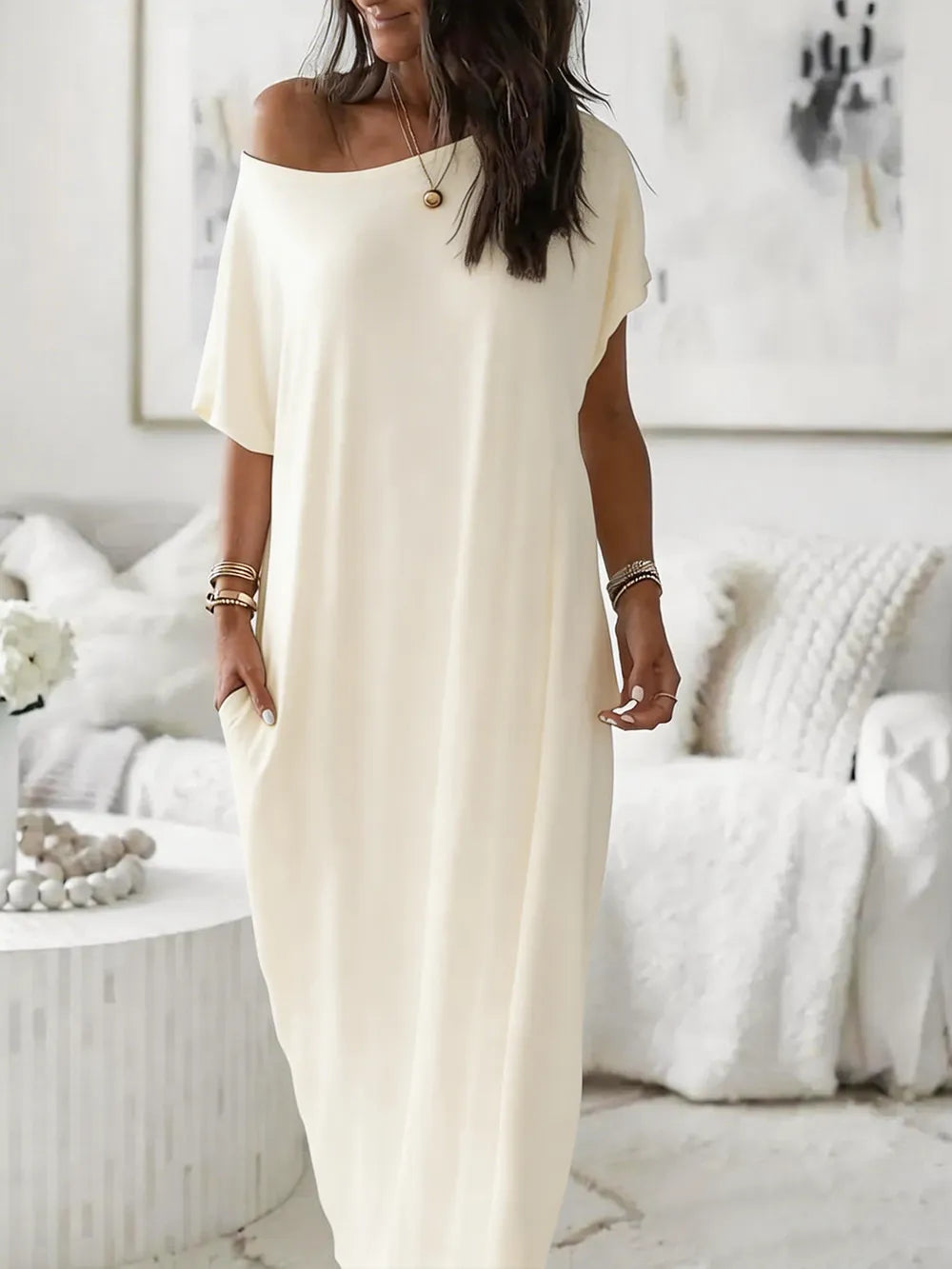⚡FINAL SALE⚡ Women's Casual Off-Shoulder Maxi Dress with Pockets