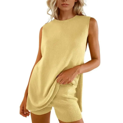 Sleeveless Sweater & Shorts Set for Women