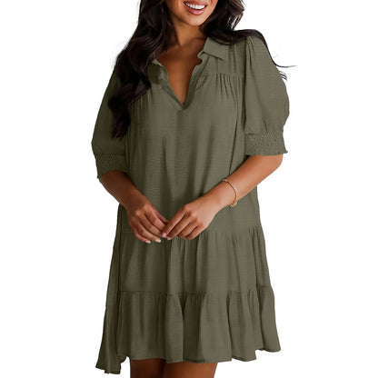 Dokotoo Women's Pleated Midi Summer Dress - V Neck