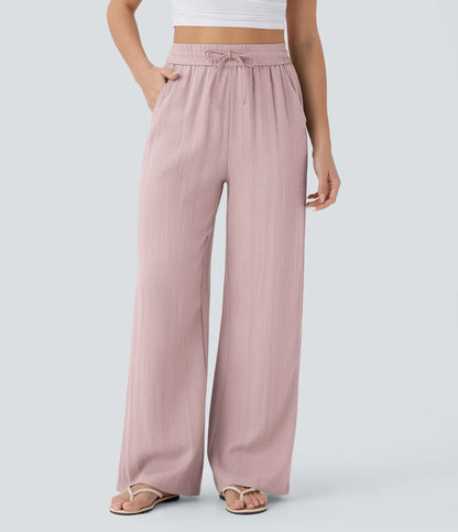 ⏰Clearance Sale⚡16 Pack only $38⚡High Waisted Drawstring Pocket Wide Leg Casual Linen-Feel Pants16 Pack for $38⚡High Waisted Drawstring Pocket Wide Leg Casual Linen-Feel Pants
