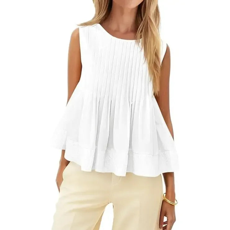 ⚡FINAL SALE⚡ Women's Pleated Babydoll Tank Tops Summer Peplum