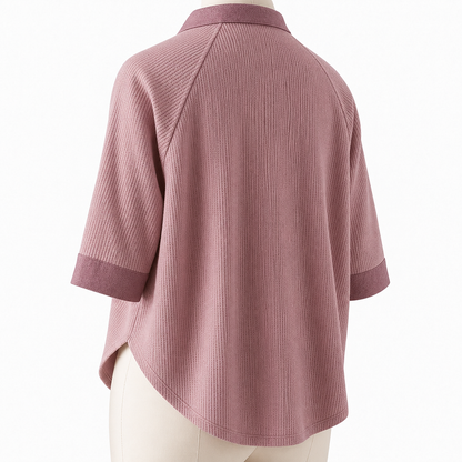 Women's Textured Three-Quarter Sleeve Polo Tunic