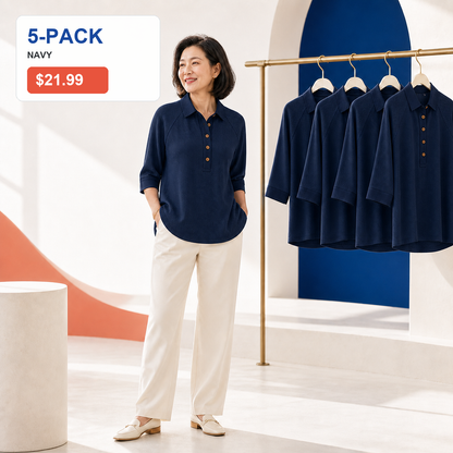 Women's Textured Three-Quarter Sleeve Polo Tunic