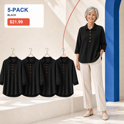 Women's Textured Three-Quarter Sleeve Polo Tunic