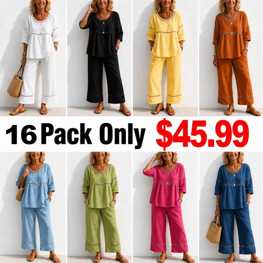 New Arrivals🔥 Women's Vintage Casual Loose-Fit Linen Two-Piece Set