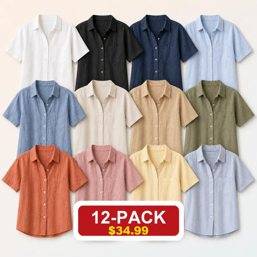 ⏰Clearance Sale⚡24-Pack Only $49.99⚡Women's Lightweight & Breathable Linen Shirt (Short-Sleeve / Long-Sleeve)