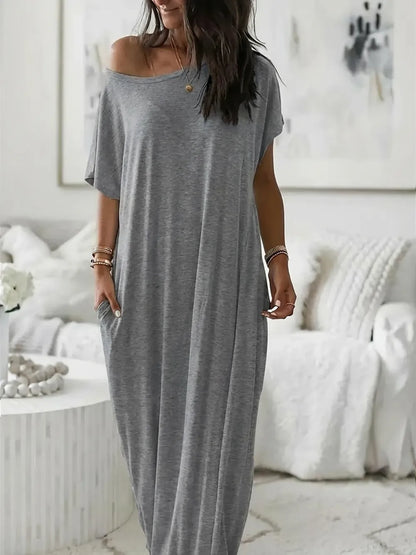 ⚡FINAL SALE⚡ Women's Casual Off-Shoulder Maxi Dress with Pockets
