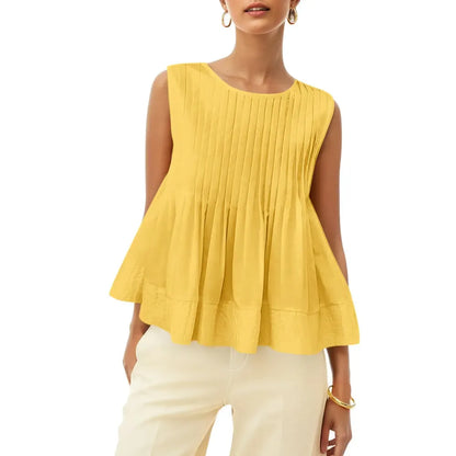 ⚡FINAL SALE⚡ Women's Pleated Babydoll Tank Tops Summer Peplum