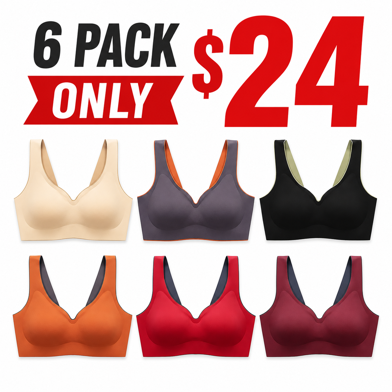 ⏰Clearance Sale⚡11-Pack Only $28⚡Women's Seamless Wireless Comfort Bra – Full Support, No Underwire, Everyday Lift