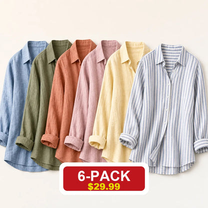 ⏰Clearance Sale⚡24-Pack Only $49.99⚡Women's Lightweight & Breathable Linen Shirt (Short-Sleeve / Long-Sleeve)