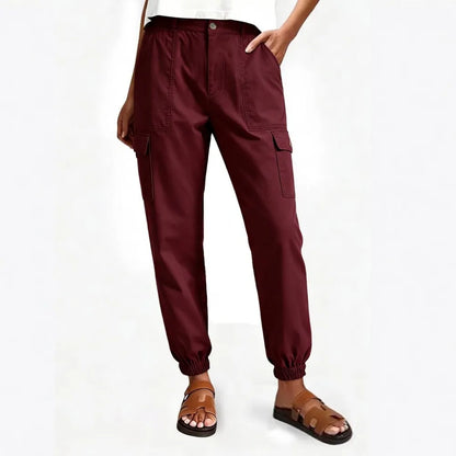 ⚡FINAL SALE⚡ Lightweight Cotton-Blend Cargo Joggers for Women – Elastic Cuff Utility Pants