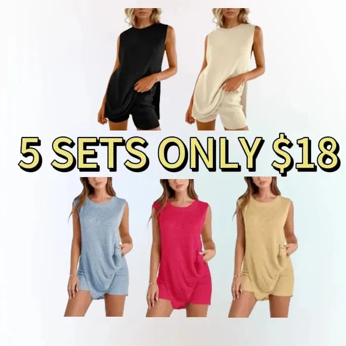 Sleeveless Sweater & Shorts Set for Women