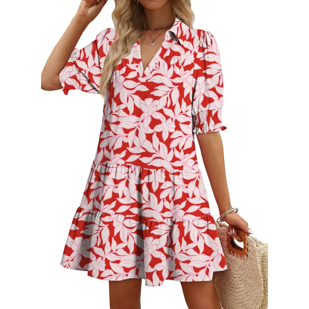 Dokotoo Women's Pleated Midi Summer Dress - V Neck