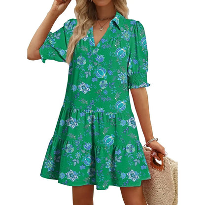 Dokotoo Women's Pleated Midi Summer Dress - V Neck