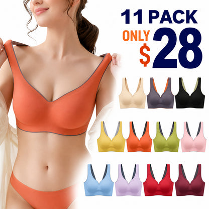 ⏰Clearance Sale⚡11-Pack Only $28⚡Women's Seamless Wireless Comfort Bra – Full Support, No Underwire, Everyday Lift