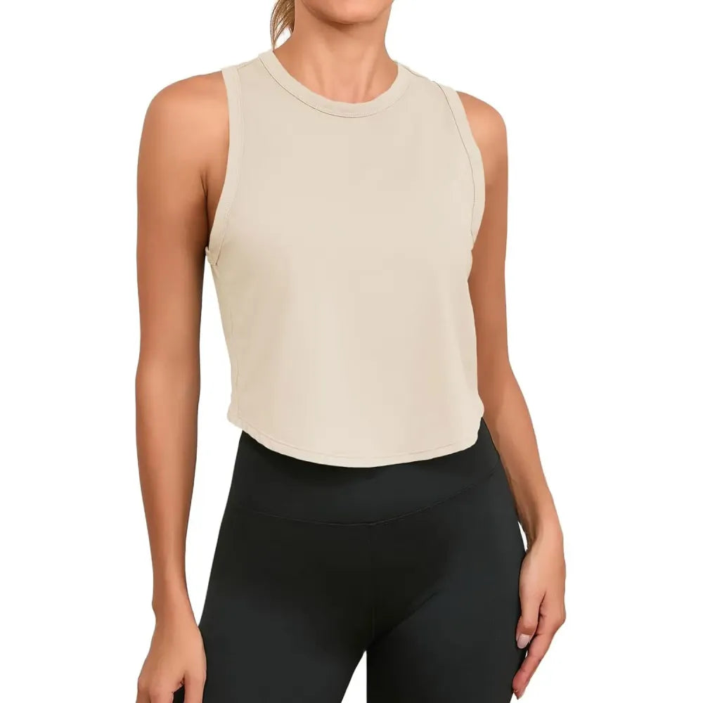 ❤️Women's Workout Cropped Tank Tops Racerback Sleeveless Crewneck Running Yoga Active Shirts