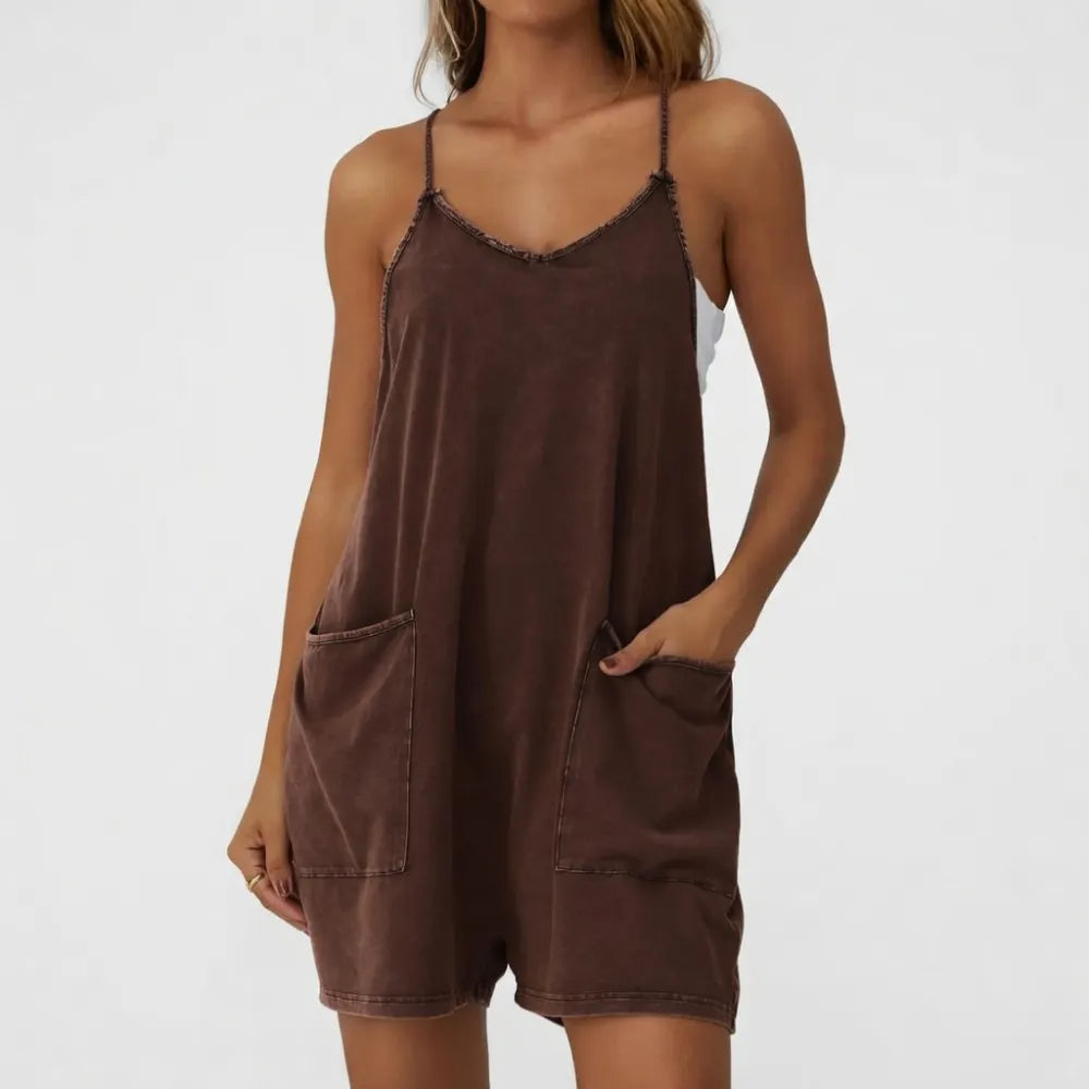 ⚡FINAL SALE⚡ Fade Craft Loose Romper - Vintage Acid Wash