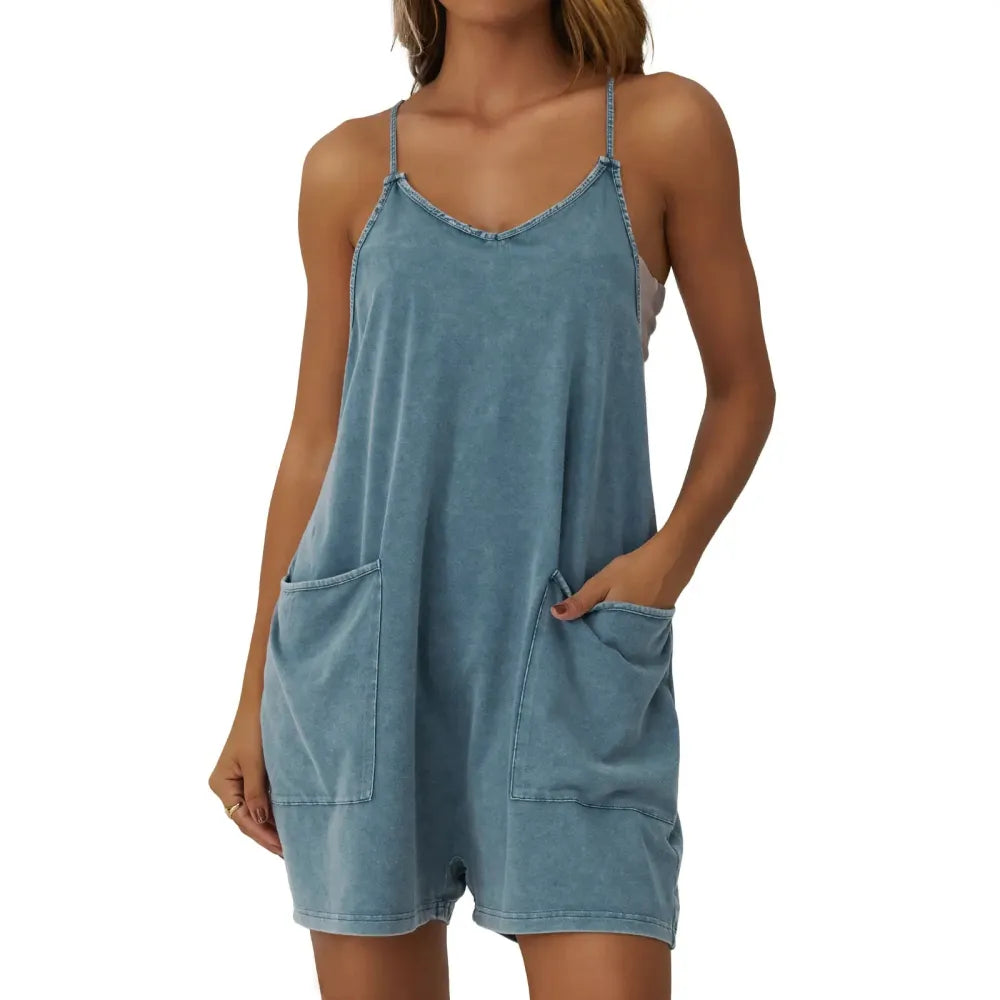 ⚡FINAL SALE⚡ Fade Craft Loose Romper - Vintage Acid Wash