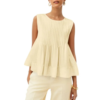 ⚡FINAL SALE⚡ Women's Pleated Babydoll Tank Tops Summer Peplum
