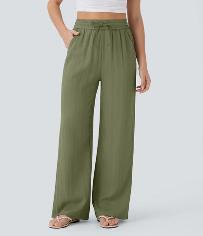 ⏰Clearance Sale⚡16 Pack only $38⚡High Waisted Drawstring Pocket Wide Leg Casual Linen-Feel Pants16 Pack for $38⚡High Waisted Drawstring Pocket Wide Leg Casual Linen-Feel Pants