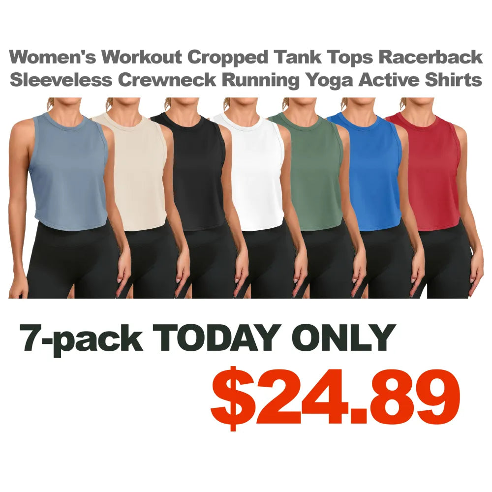 ❤️Women's Workout Cropped Tank Tops Racerback Sleeveless Crewneck Running Yoga Active Shirts