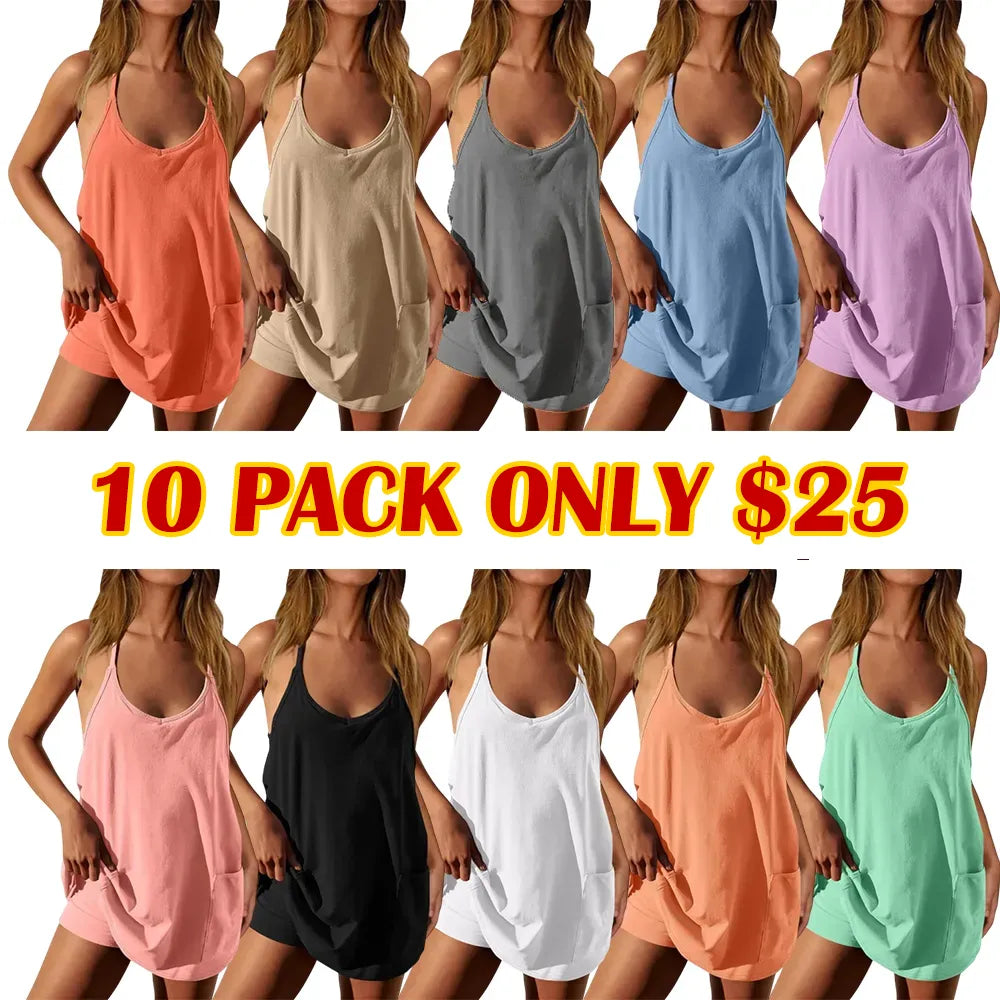 ❤️Women's Sleeveless Athletic Dress with Built-In Shorts❤️