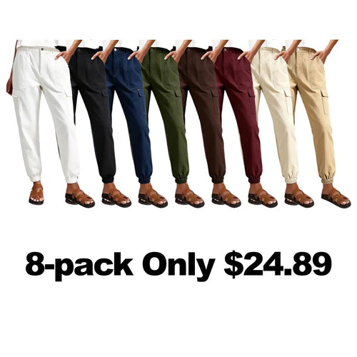 ⚡FINAL SALE⚡ Lightweight Cotton-Blend Cargo Joggers for Women – Elastic Cuff Utility Pants