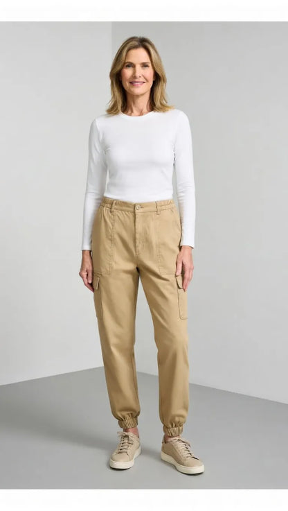 ⚡FINAL SALE⚡ Lightweight Cotton-Blend Cargo Joggers for Women – Elastic Cuff Utility Pants