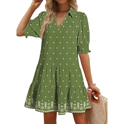 Dokotoo Women's Pleated Midi Summer Dress - V Neck