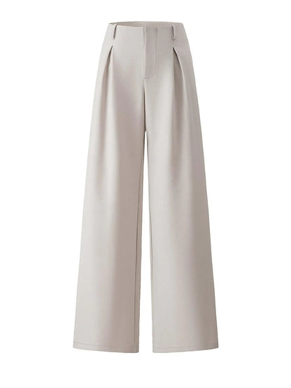 Women’s Pleated Wide Leg Pants with Pockets – Elegant High Waist Office Trousers