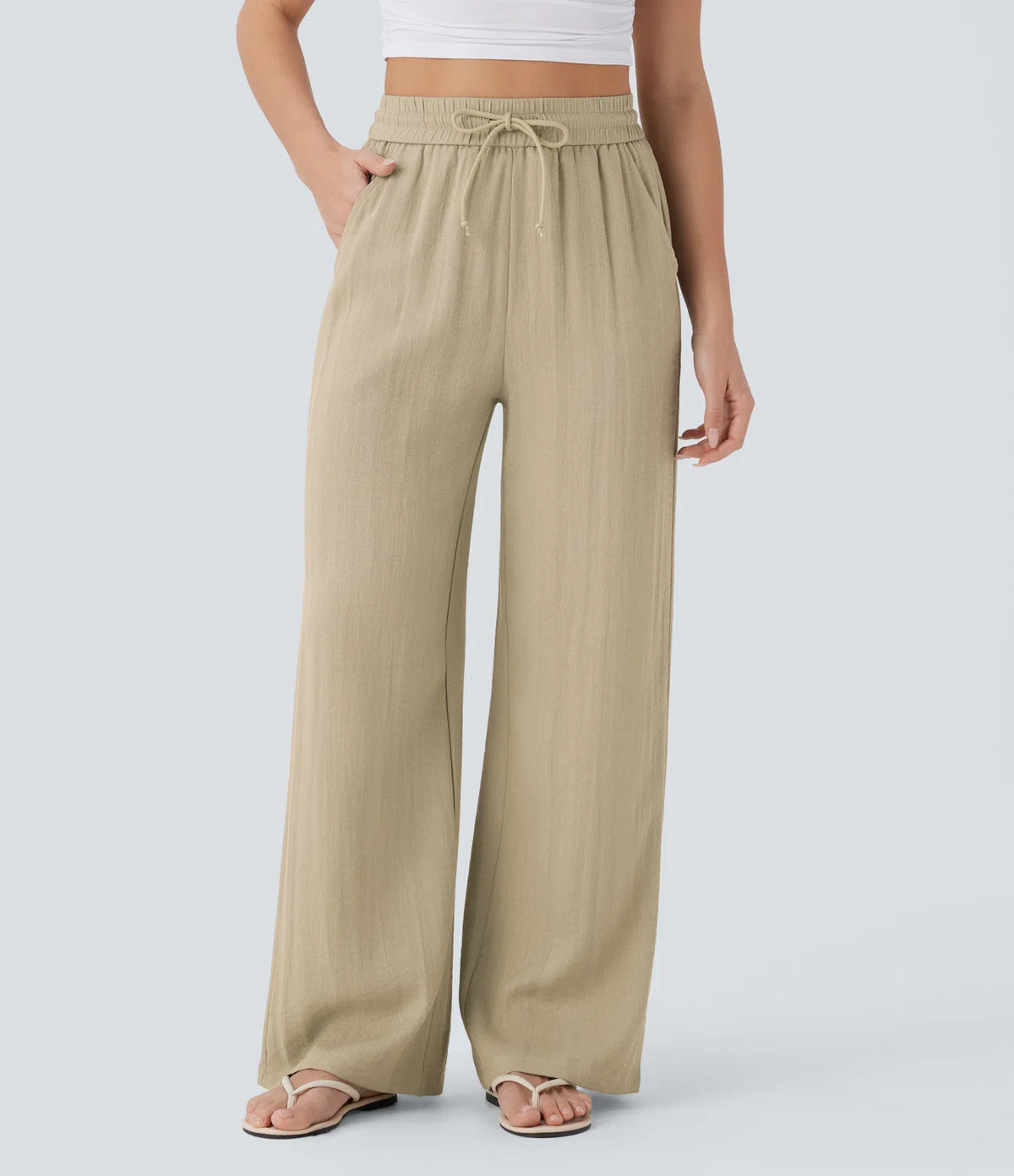 ⏰Clearance Sale⚡16 Pack only $38⚡High Waisted Drawstring Pocket Wide Leg Casual Linen-Feel Pants16 Pack for $38⚡High Waisted Drawstring Pocket Wide Leg Casual Linen-Feel Pants