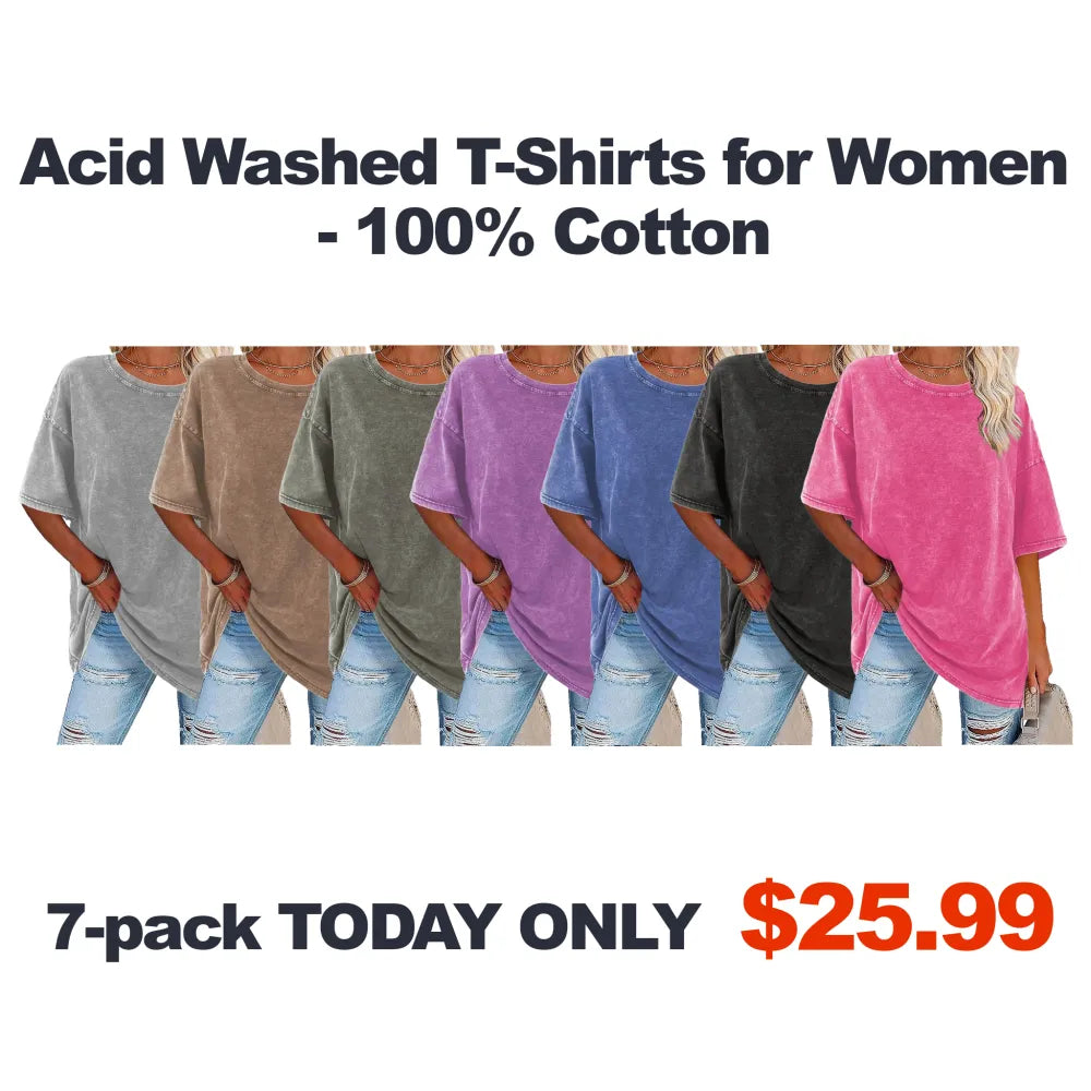⏰Limited Time Offer⏰ Acid Washed T-Shirts for Women - 100% Cotton